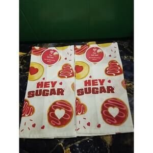 2 NEW Flour Sack Towel, Hey Sugar Valentines Day 100% Cotton, 15"x25" Seasonal